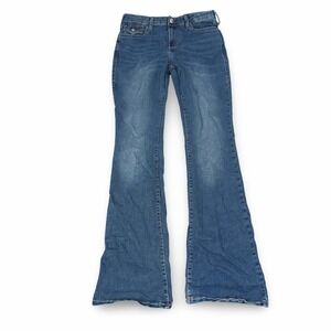 True Religion Becca Mid Rise Bootcut Jeans Blue Red Contrast Stitch Size 30